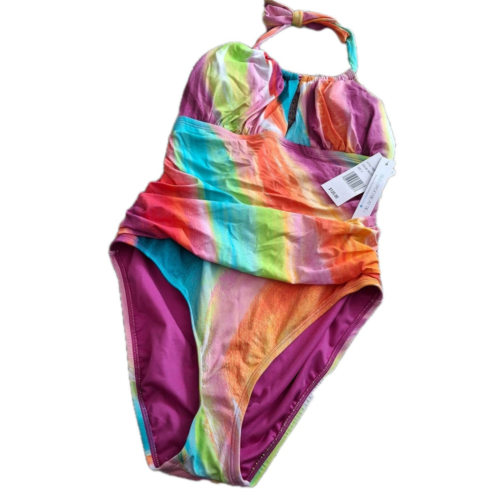 NWT Bleu Rod Beattie Women's Sz 6 One Piece Swimsuit Splash Out Tie Dye Rainbow